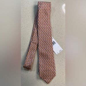 Tommy Hilfiger Rustic Orange Fish Silk Tie NWT
